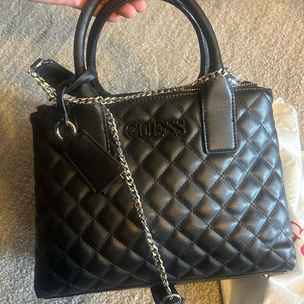 GUESS Quilted Black Satchel - Picture 12 of 16